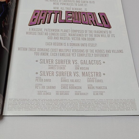 Secret Wars Battleworld #4 Marvel Comics 2015 VF Cover A Silver Surfer Galactus - Picture 5 of 16